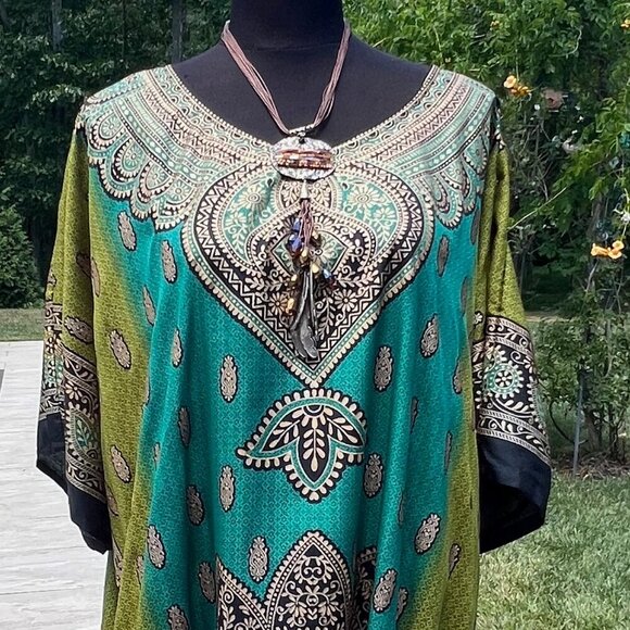 NWT Sante Beautiful Long Lightweight Kaftan Dress One Size - Picture 9 of 10